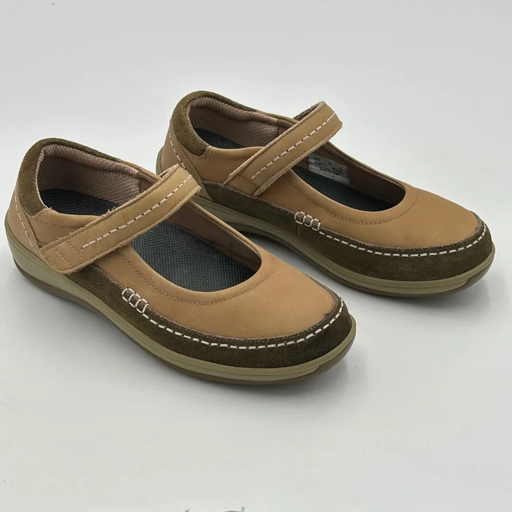 Orthofeet Athens 869 Womens Mary Jane Orthopedic Shoes 9 D Wide Beige Leather